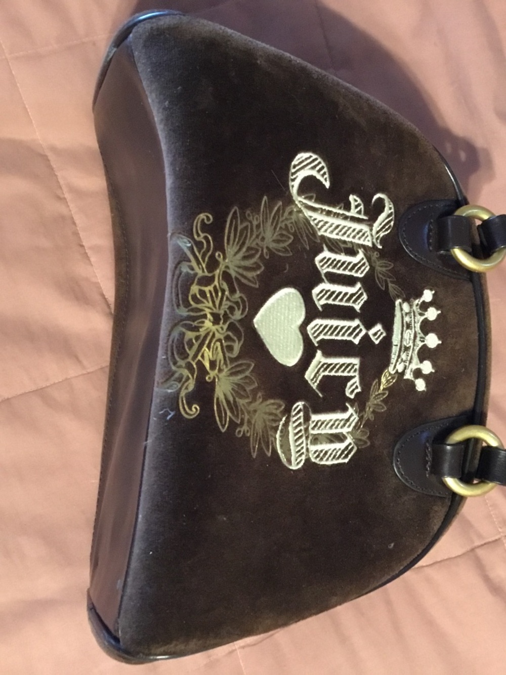 Vintage Juicy Couture Brown Velour Bowler purse Very good Condition